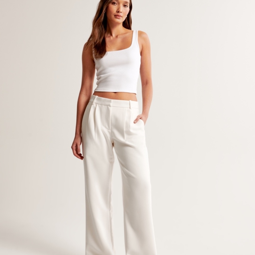 Abercrombie & Fitch Sloan White Wide-Leg Women's Pants 27 Short